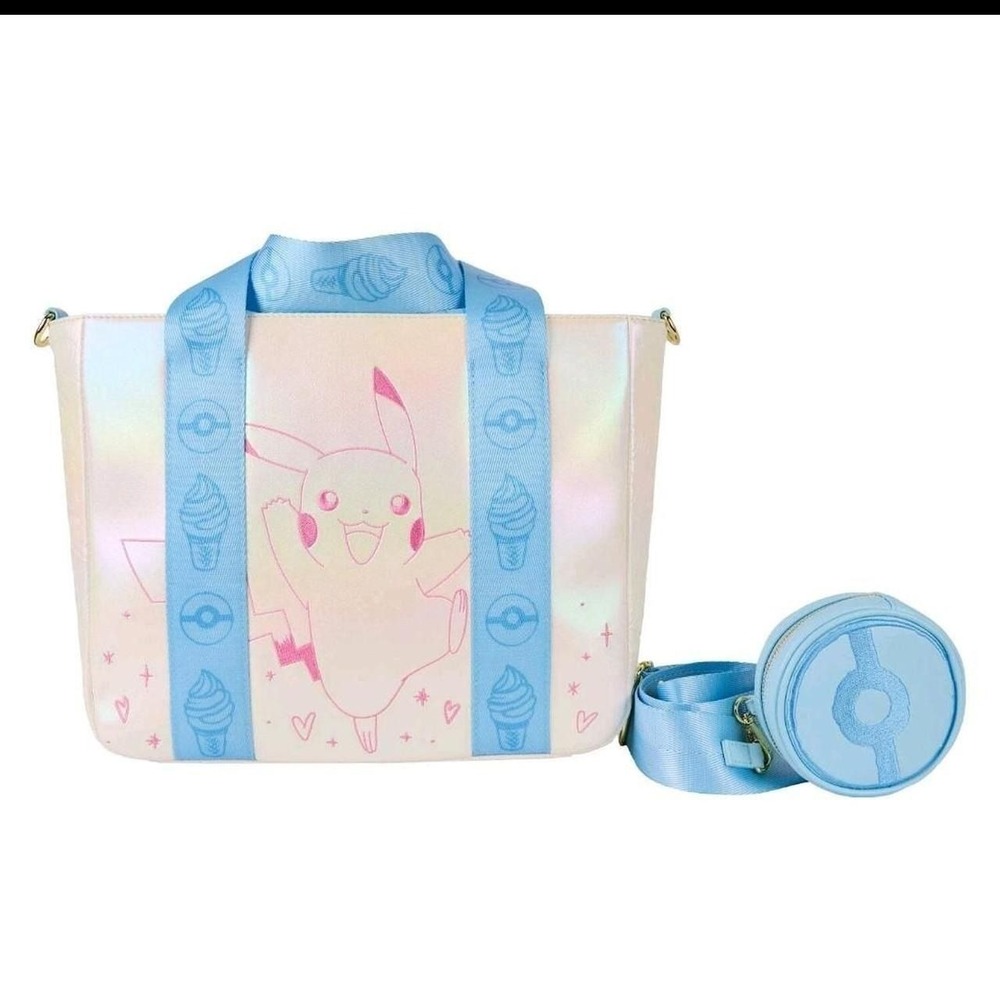 Loungefly Pokémon Iridescent Embossed Pikachu Tote Bag with Coin Bag